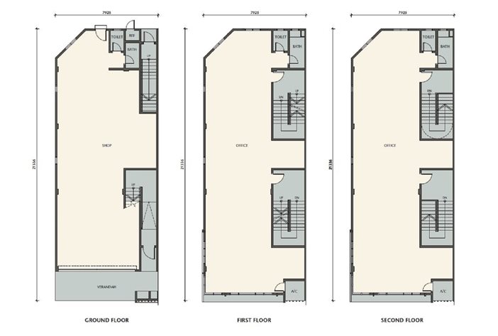 City Centre Business Hub 3 Storey Shop Office Floor Plan