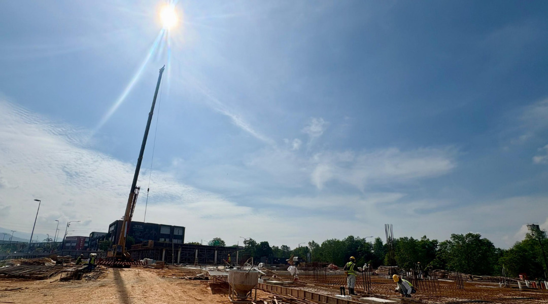 The ground slab in progress as of 22 Feb 2026.